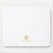 Luxus White und Gold Personalisiert Monogram Mousepad (Vorne)