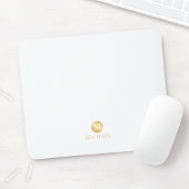 Luxus White und Gold Personalisiert Monogram Mousepad