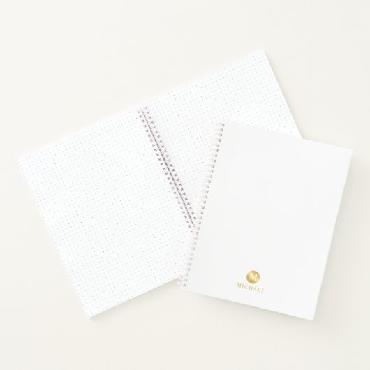 Luxus White und Gold Personalisiert Monogram Notizblock (Innenseite)