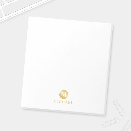 Luxus White und Gold Personalisiert Monogram Notizblock