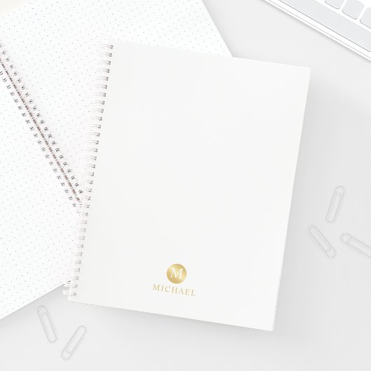Luxus White und Gold Personalisiert Monogram Notizblock