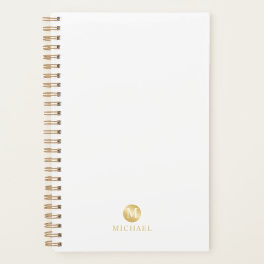 Luxus White und Gold Personalisiert Monogram Planer (Vorderseite)