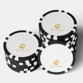 Luxus White und Gold Personalisiert Monogram Pokerchips (Stapel)