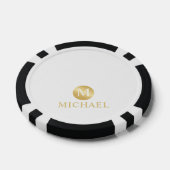 Luxus White und Gold Personalisiert Monogram Pokerchips (Einzeln)
