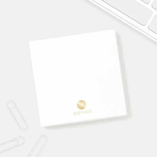 Luxus White und Gold Personalisiert Monogram Post-it Klebezettel