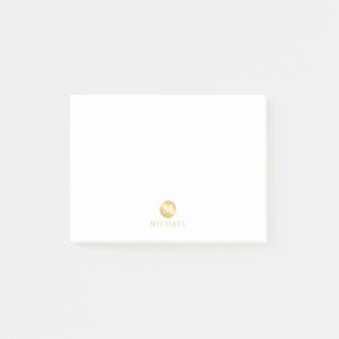Luxus White und Gold Personalisiert Monogram Post-it Klebezettel