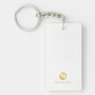 Luxus White und Gold Personalisiert Monogram Schlüsselanhänger