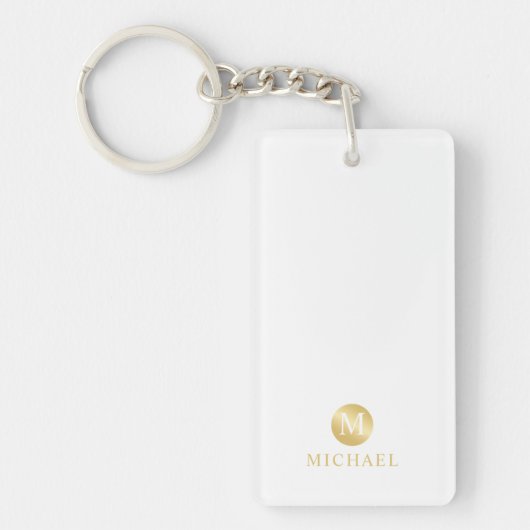 Luxus White und Gold Personalisiert Monogram Schlüsselanhänger (Vorderseite)