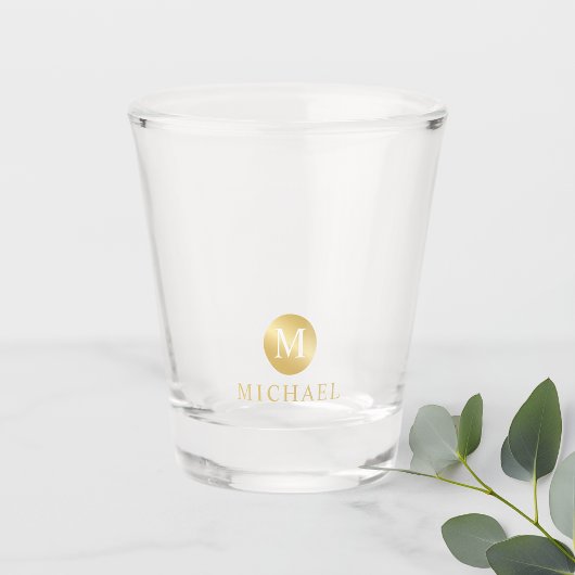 Luxus White und Gold Personalisiert Monogram Schnapsglas