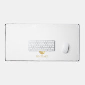 Luxus White und Gold Personalisiert Monogram Schreibtischunterlage (Tastatur & Maus)