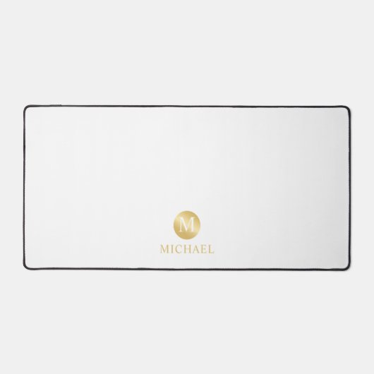 Luxus White und Gold Personalisiert Monogram Schreibtischunterlage (Vorderseite)
