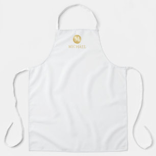 Luxus White und Gold Personalisiert Monogram Schürze