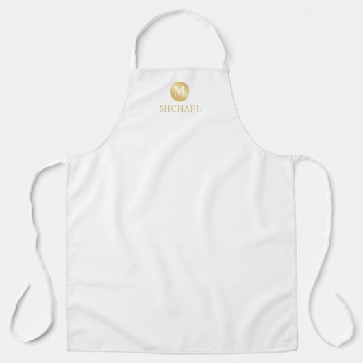 Luxus White und Gold Personalisiert Monogram Schürze (Vorderseite)