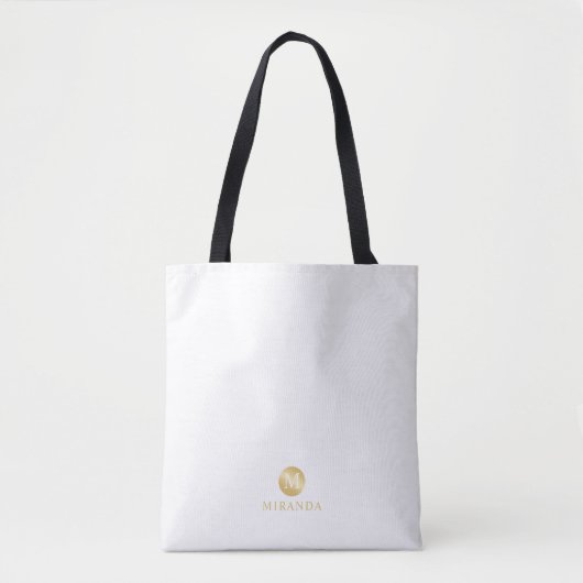 Luxus White und Gold Personalisiert Monogram Tasche (Vorderseite)