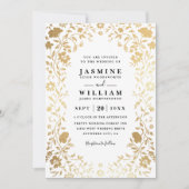 Luxus-Wildblumen-elegante moderne QR-Code-Hochzeit Einladung (Vorderseite)