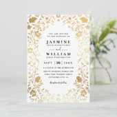 Luxus-Wildblumen-elegante moderne QR-Code-Hochzeit Einladung (Stehend Vorderseite)
