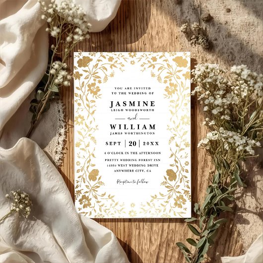 Luxus-Wildblumen-elegante moderne QR-Code-Hochzeit Einladung