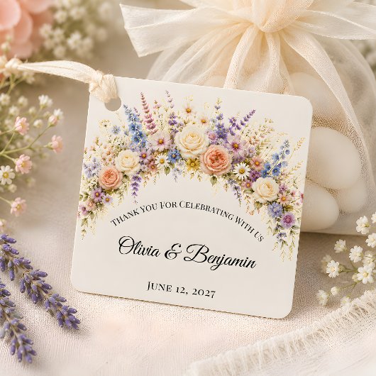 Luxus-Wildblumenwiese-Hochzeit Geschenkanhänger