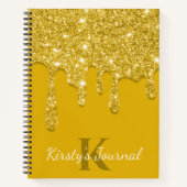 Luxus Yellow Dripping Glitzer Journal Notizblock (Vorderseite)