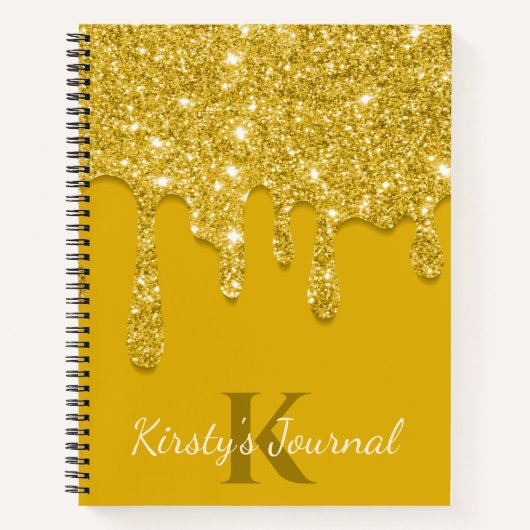 Luxus Yellow Dripping Glitzer Journal Notizblock (Vorderseite)