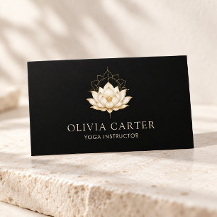 Luxus Yoga-Instructor Schwarze und Goldene Lotus Visitenkarte