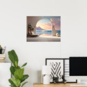 Luxus-Zimmer mit Meerblick Poster (Heimbüro)