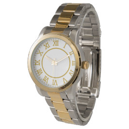 Luxus-Zweistufen-Gold- und Silber-Römische-Ziffern Armbanduhr