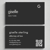Luxusanwalt bei Law Black QR Code Monogram Visitenkarte
