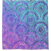 Luxusaqua und lila Glitzer-Punkte und Kreise Duschvorhang (Vorderseite)