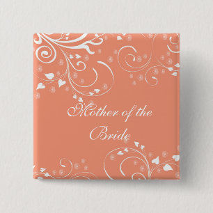 Luxusart-korallenroter Blumen-Wirbels-Knopf Button