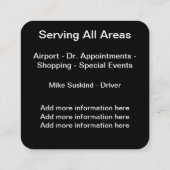 Luxusauto-Service Quadratische Visitenkarte (Rückseite)