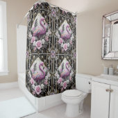 Luxusbadezimmer | Art Deco Flamingo Duschvorhang (Beispiel)