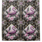 Luxusbadezimmer | Art Deco Flamingo Duschvorhang (Vorderseite)