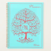 Luxusbaum Monogram Retro Pink Pastel Planer (Vorderseite)