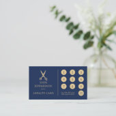 Luxusblaue Gold-Barbier-Schere Logo QR-Code Treuekarte (Stehend Vorderseite)