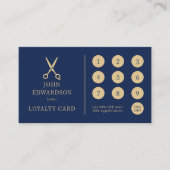 Luxusblaue Gold-Barbier-Schere Logo QR-Code Treuekarte (Vorderseite)