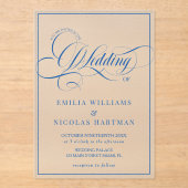 Luxusblaue Hochzeit Acryleinladungen (Vorderseite)