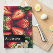 Luxuscotattectuche: Erdbeere Individuelle Name Geschirrtuch (Viertel Falte)