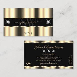 Luxuscreme Golden Black Glitzer Juwelen Initialen Visitenkarte