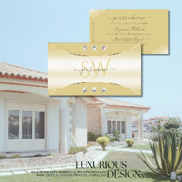 Luxuscreme mit Gold-Decklo-Diamanten und Monogramm Visitenkarte