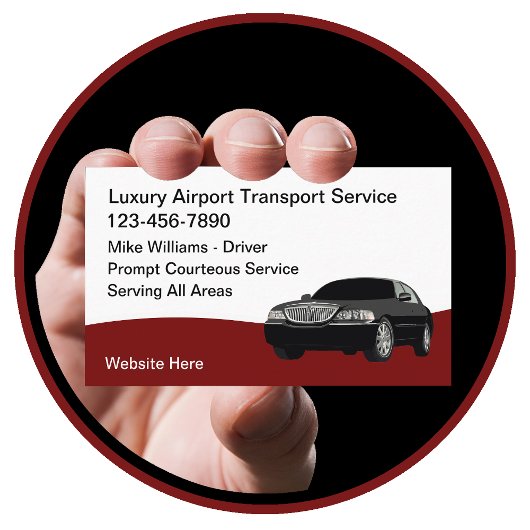 Luxusflughafen Transport Taxi Service Visitenkarte