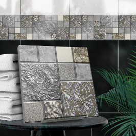 Luxusglas, Muschel und Metallgeometrie N1 Fliese