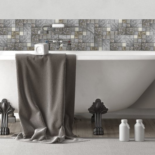 Luxusglas, Muschel und Metallgeometrie N1 Fliese