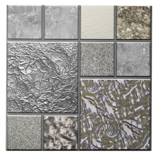 Luxusglas, Muschel und Metallgeometrie N1 Fliese (Vorderseite)