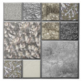 Luxusglas, Muschel und Metallgeometrie N2 Fliese (Vorderseite)