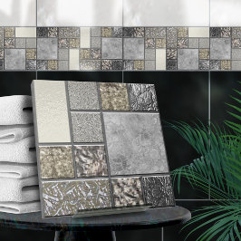 Luxusglas, Muschel und Metallgeometrie N3 Fliese