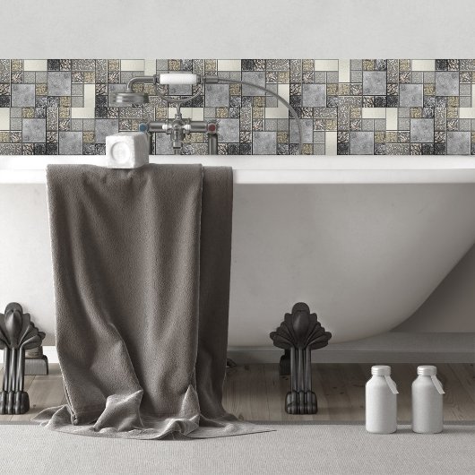 Luxusglas, Muschel und Metallgeometrie N3 Fliese