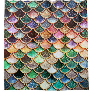 LuxusGlitzer-Meerjungfrau-Skalen - Mehrfarben Duschvorhang