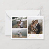 Luxusgold Dank 3 Foto Collage Hochzeitsschick Mitteilungskarte (Vorderseite)