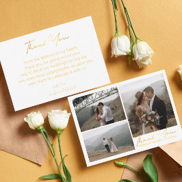 Luxusgold Dank 3 Foto Collage Hochzeitsschick Mitteilungskarte